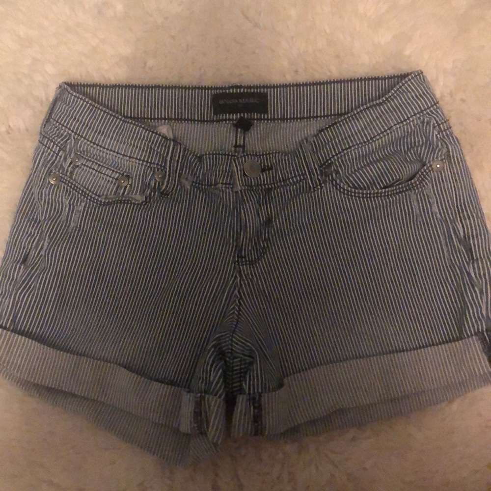 striped denim shorts